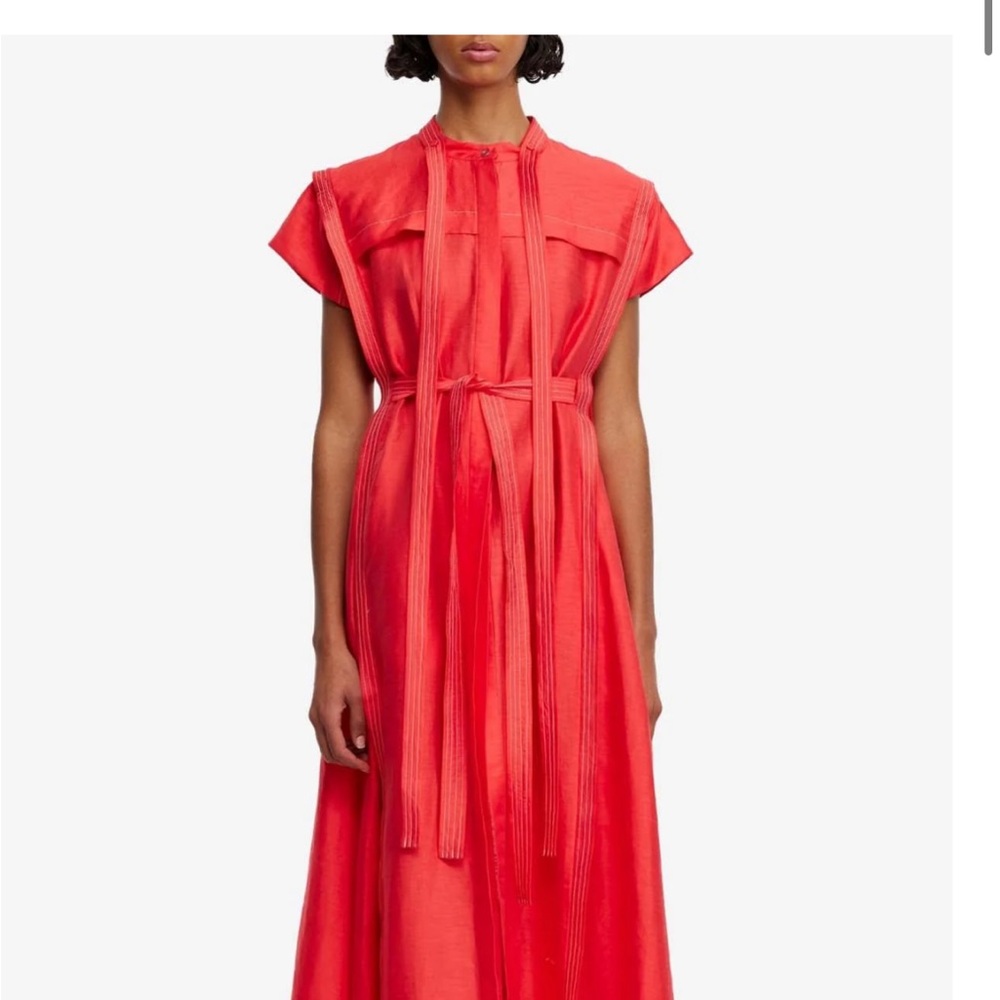 Acler Tie Front Maxi Dress with Flutter Sleeves in Poppy. Brand new with tags.